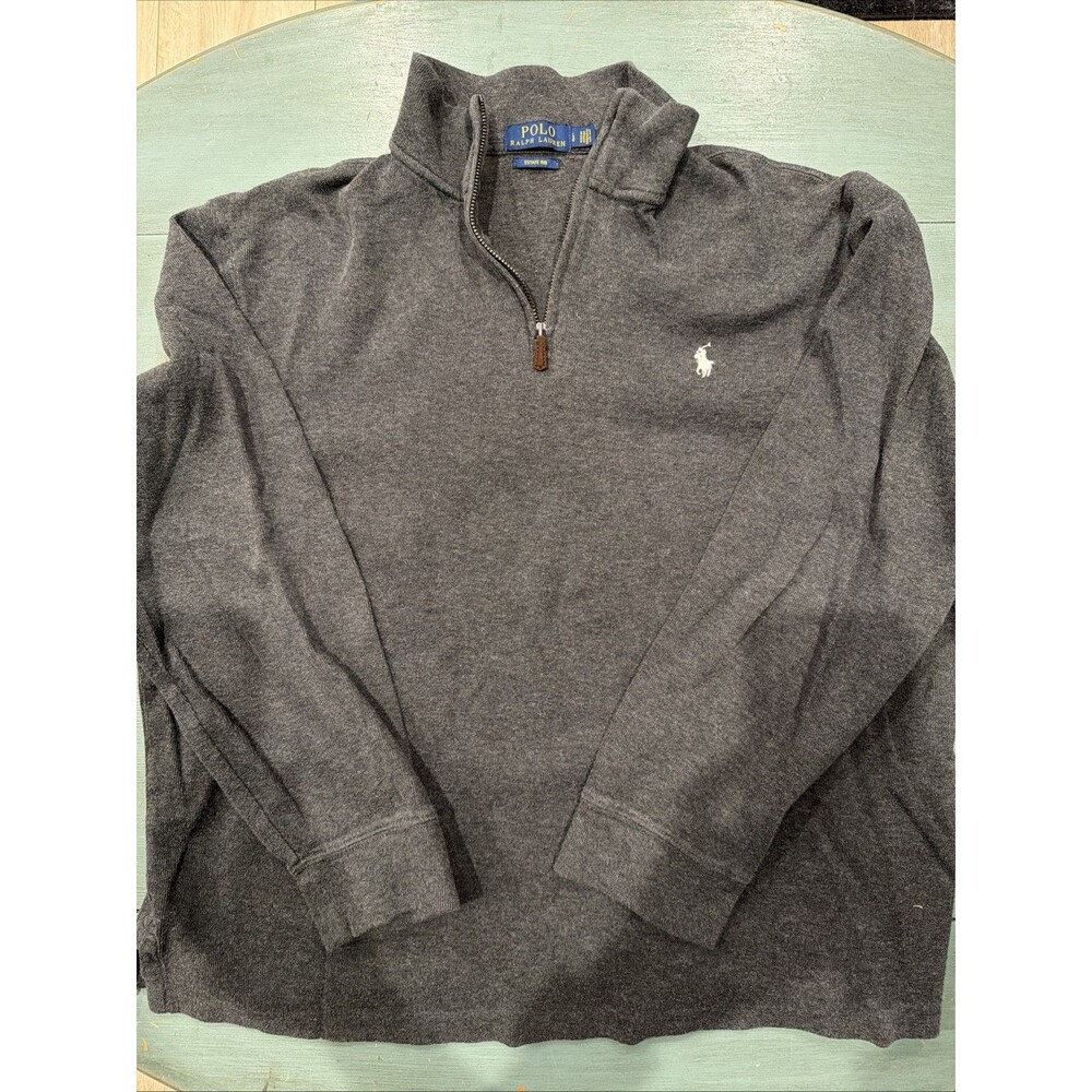Polo Ralph Lauren Men's Estate Rib Quarter Zip Pullover Sweater Size Large, Gray